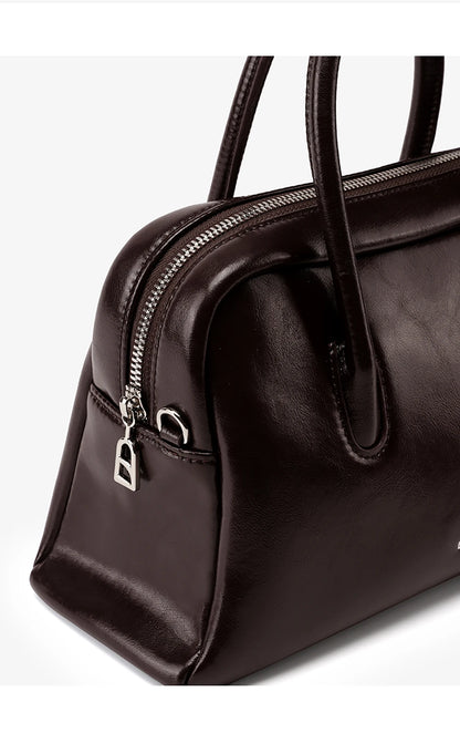 Split Leather Compact Shoulder and Crossbody Tote