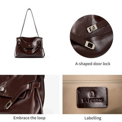 Split Leather Shoulder and Crossbody Tote