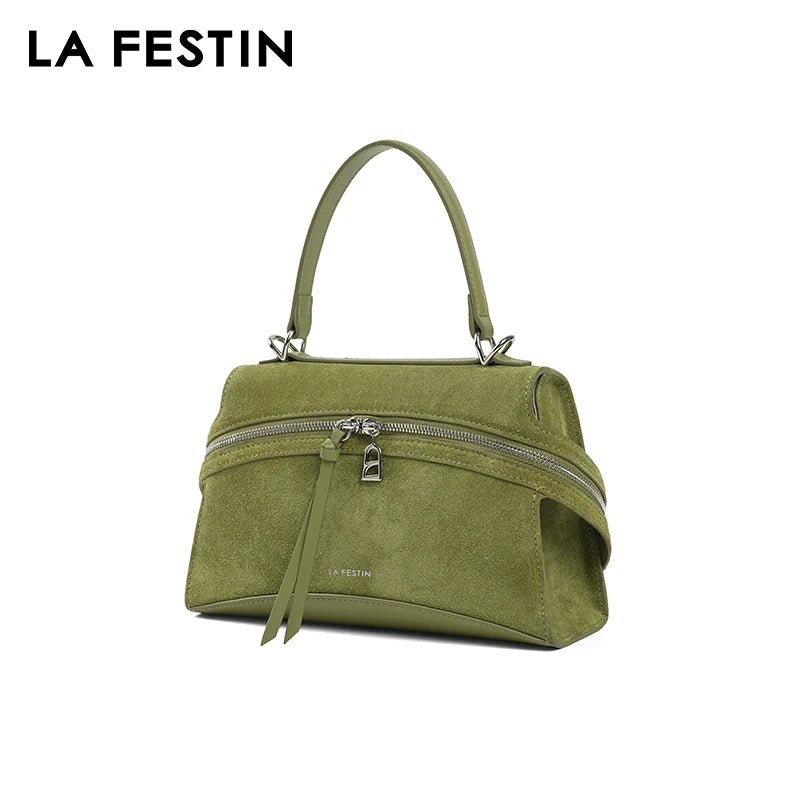 Green Split Leather Shoulder and Crossbody Bag