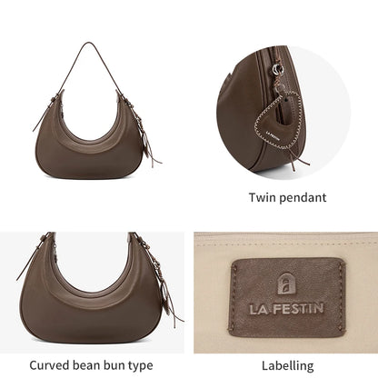 Genuine Leather Curved Tote Bag