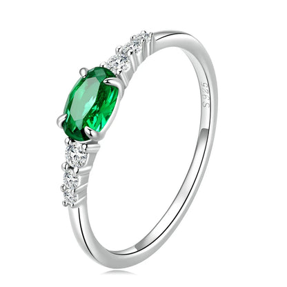 Green Zircon Ring – 925 Sterling Silver with Prong Setting