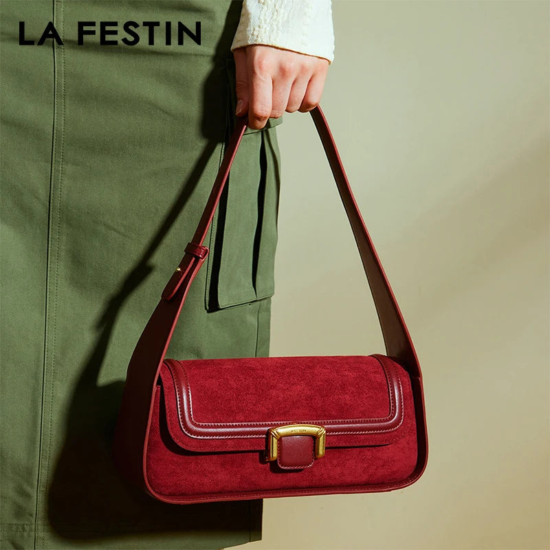 Split Leather Firm Shoulder Bag