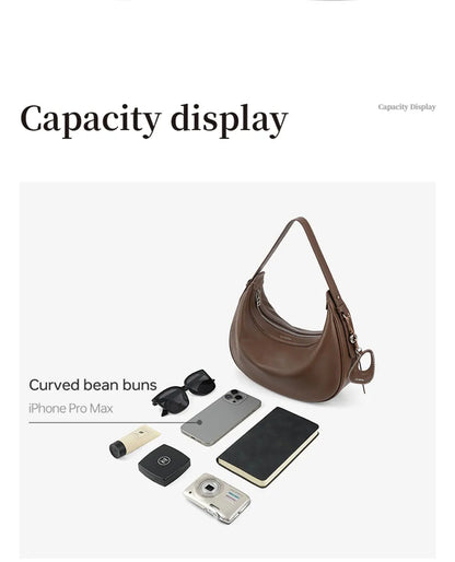 Genuine Leather Curved Tote Bag