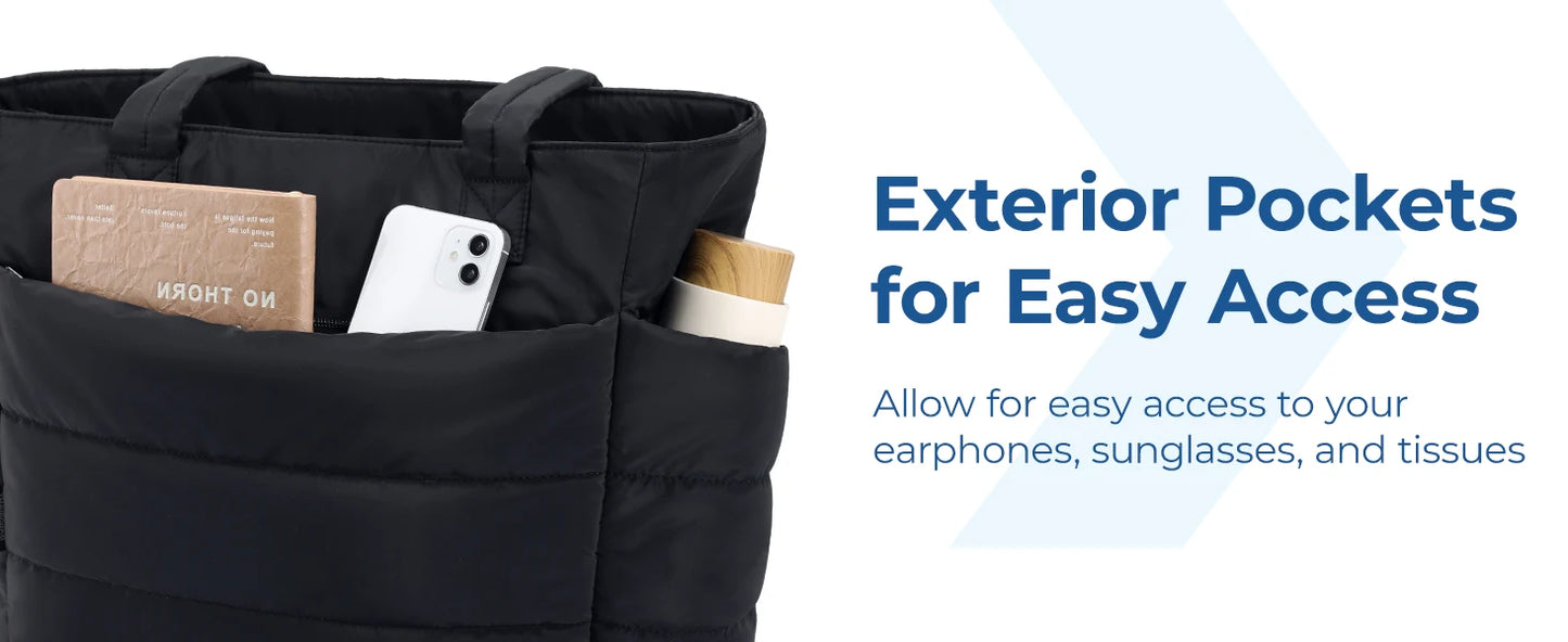 Quilted Milk Cotton Padded Tote Bag