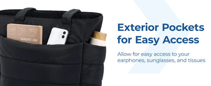 Quilted Milk Cotton Padded Tote Bag