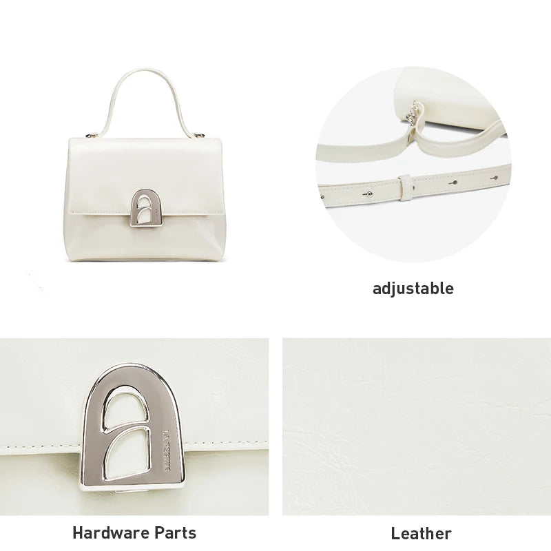 Split Leather Compact Square Tote