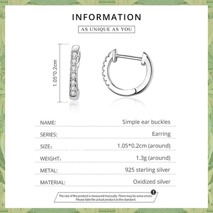 Zircon Huggie Hoop Earrings – 925 Sterling Silver