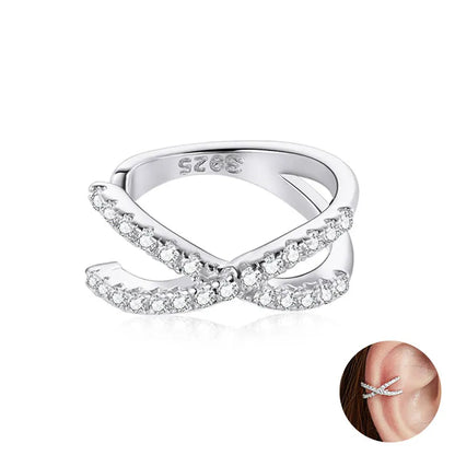 Sterling Silver Mono-earring with Zircon – Clip-On Geometric Style