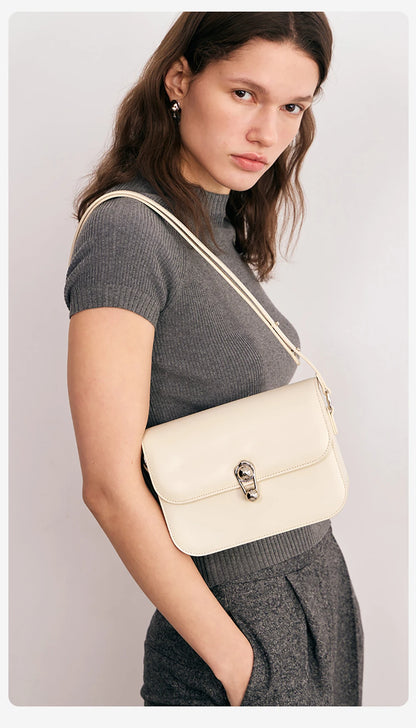 Split Leather Square Shoulder and Crossbody Bag
