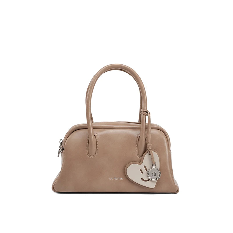 Soft Split Leather Small Tote Shoulder Bag