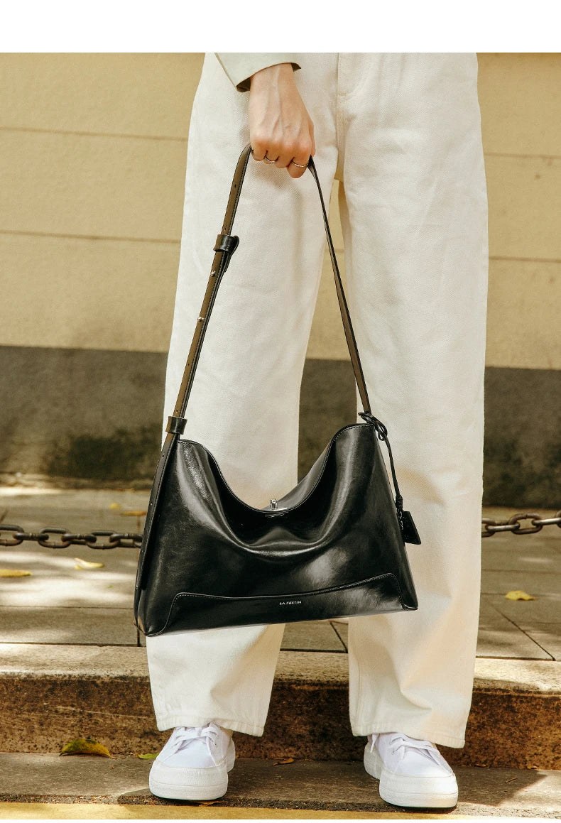 Split Leather Shoulder and Handbag Tote