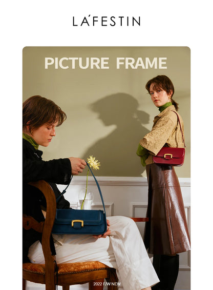 Structured Split Leather Square Shoulder Bag