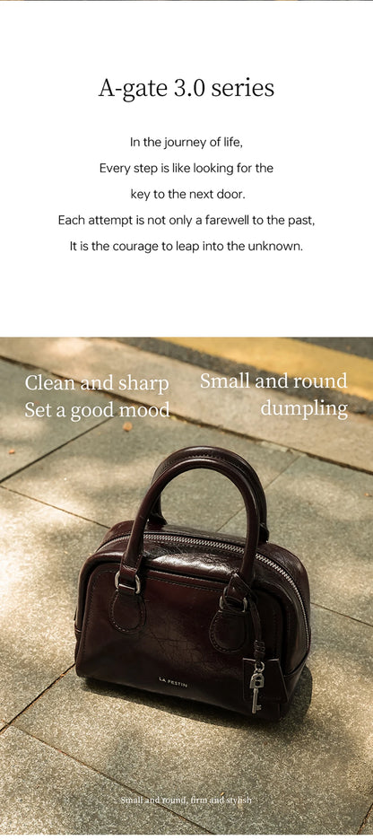 Genuine Leather Boston Shoulder Bag