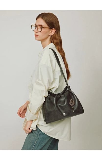 Genuine Leather Shoulder and Crossbody Tote