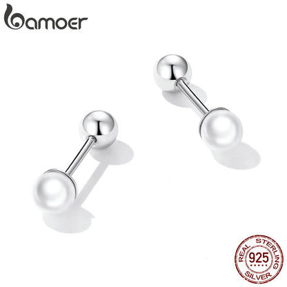 925 Sterling Silver Mini Ball Stud Earrings with Screw Back