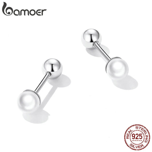 925 Sterling Silver Mini Ball Stud Earrings with Screw Back