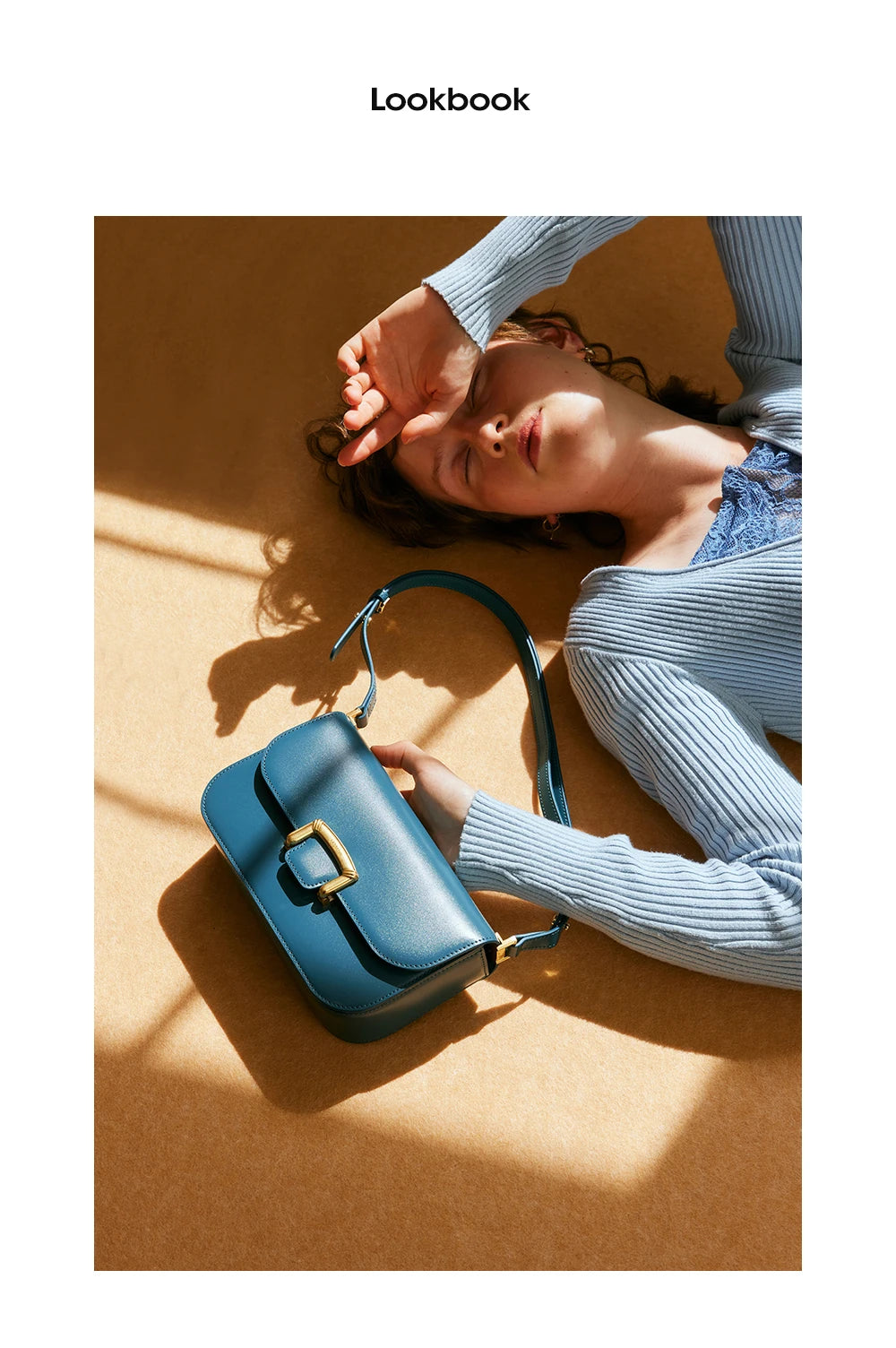 Structured Split Leather Square Shoulder Bag