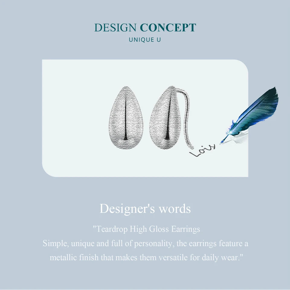 Glossy Waterdrop Stud Earrings – 925 Sterling Silver