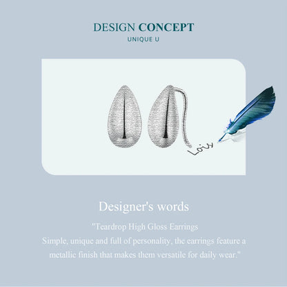 Glossy Waterdrop Stud Earrings – 925 Sterling Silver