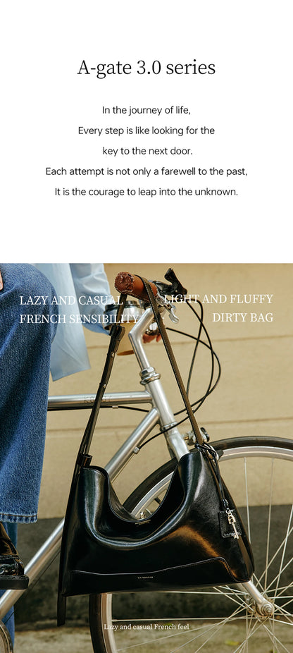 Split Leather Shoulder and Crossbody Tote Bag