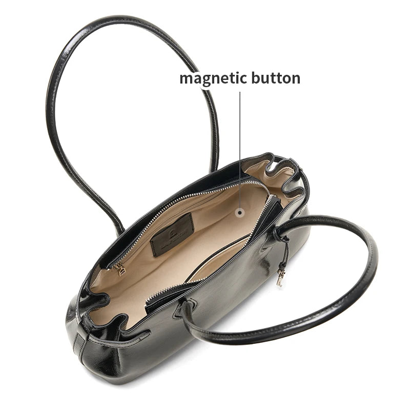 Genuine Leather Baguette Tote Bag