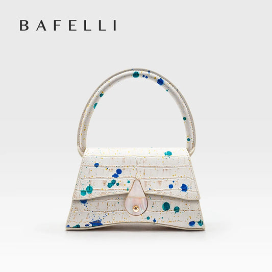 Genuine Leather Half Moon Shoulder Bag – Floral Lock Design