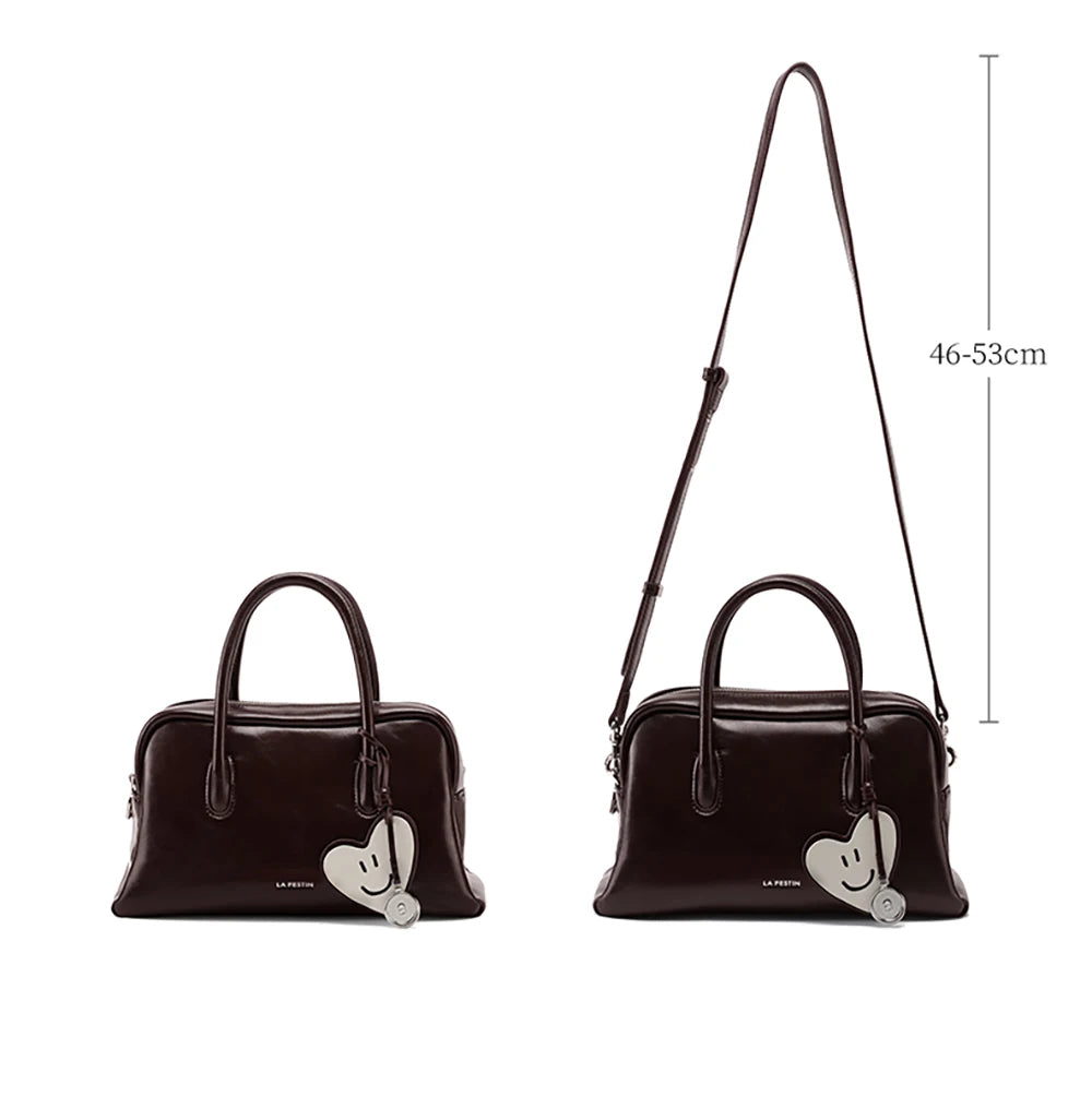 Split Leather Compact Shoulder and Crossbody Tote