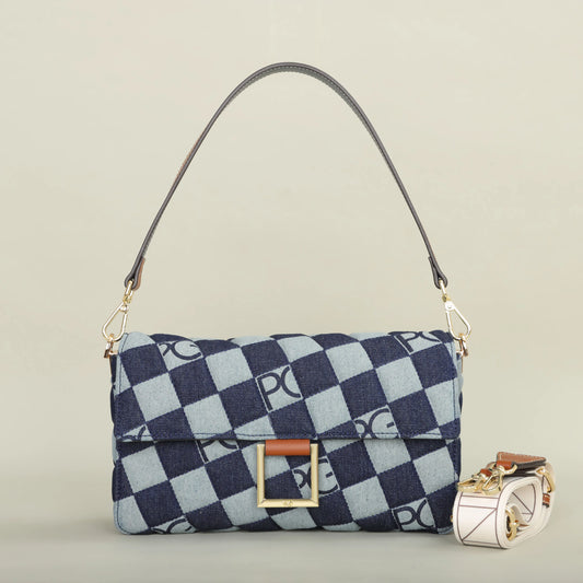 Bright Crossbody Bag – Elegant PU Satchel with Embroidery and Rivet Detail