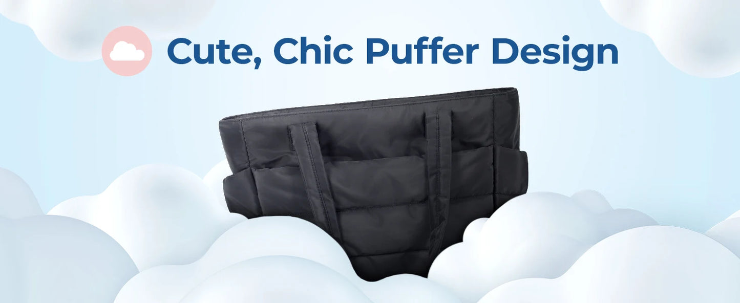 Quilted Milk Cotton Padded Tote Bag