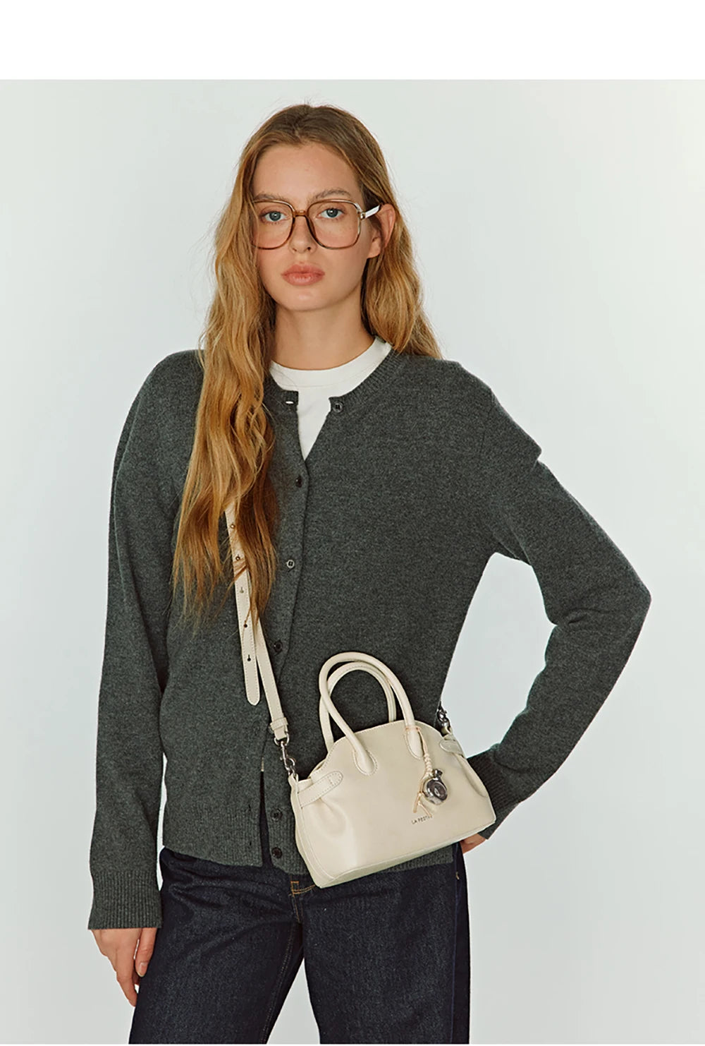 Split Leather Mini Bowling Tote