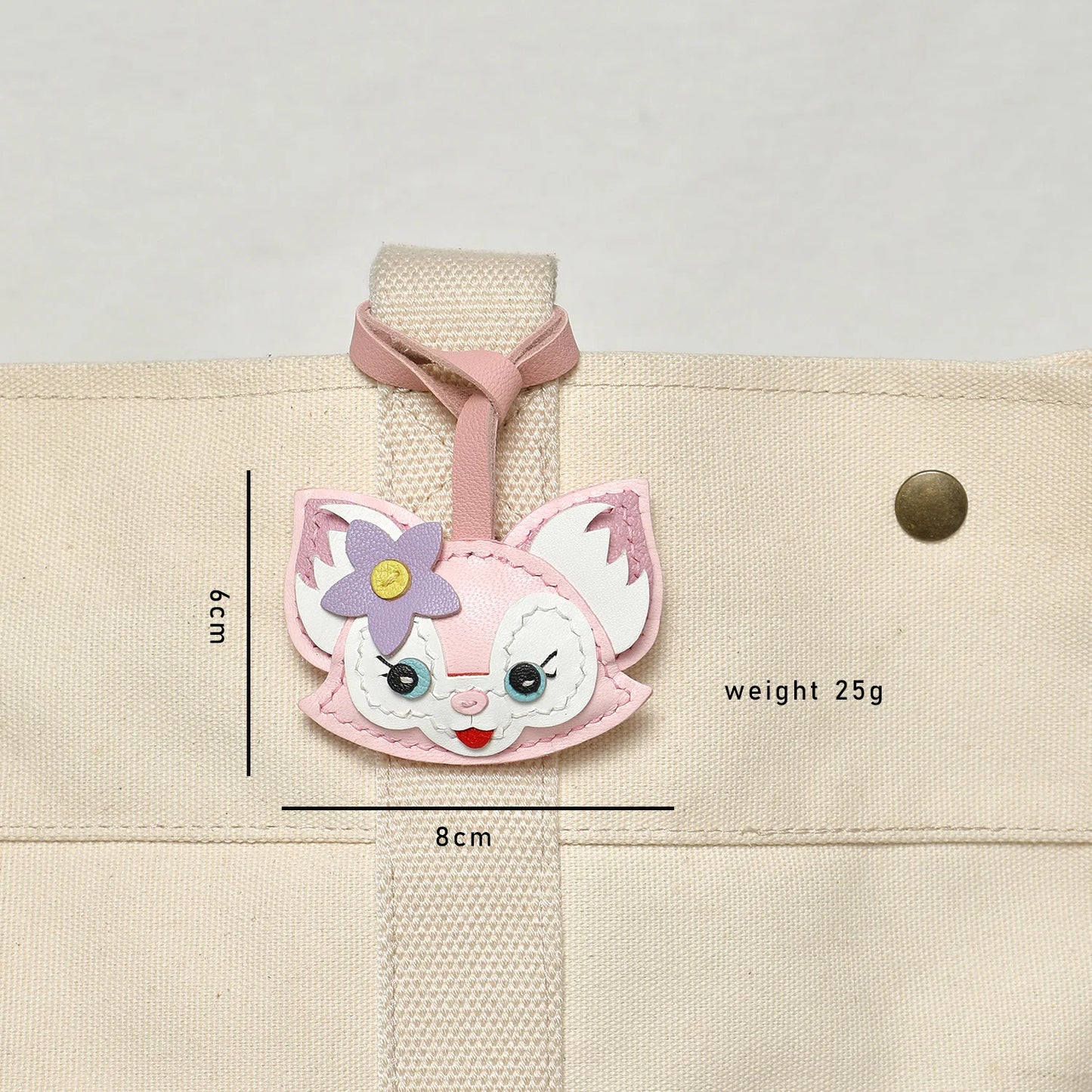 Handcrafted Goatskin Leather Pink Fox Bag Charm