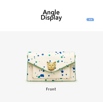Genuine Leather Floral Flap Bag with Hasp Closure