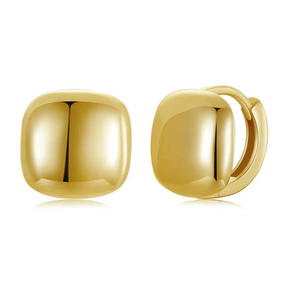 White Gold Square Hoop Earrings – Sterling Silver Lightweight Design