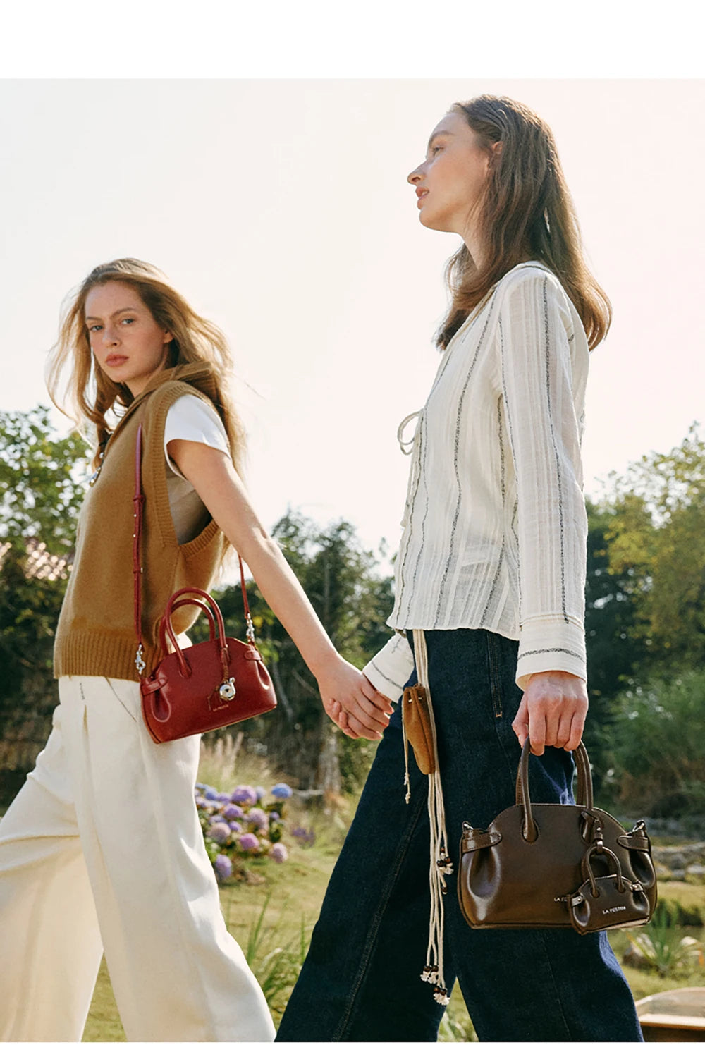 Split Leather Mini Bowling Tote