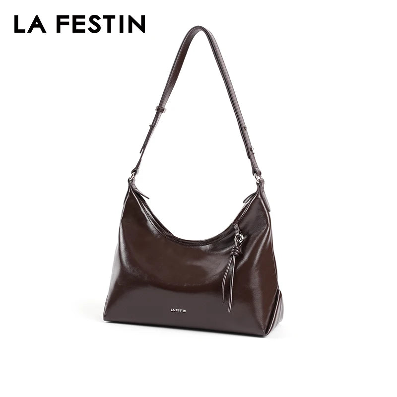 Soft Genuine Leather Shoulder Crossbody Tote