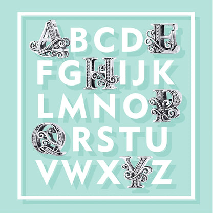925 Sterling Silver Letter Charm Bead with AAA Zircon