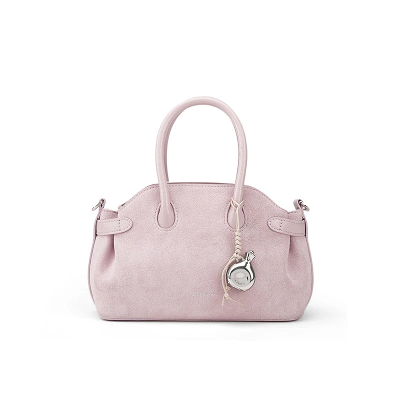 Split Leather Mini Bowling Tote