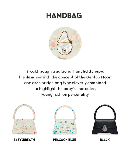 Genuine Leather Half Moon Flap Bag with Floral Pattern