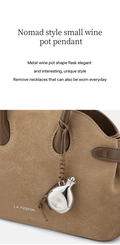 Split Leather Mini Bowling Tote