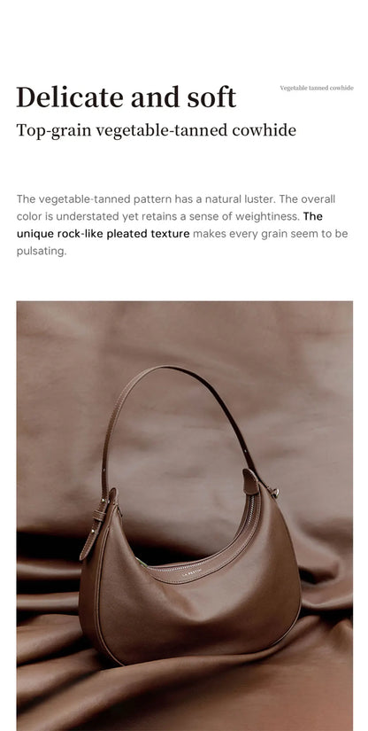 Genuine Leather Curved Tote Bag