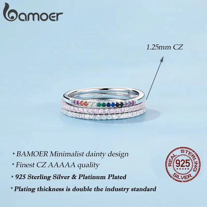 Sterling Silver Stackable Zircon Ring – Micro Pave Wedding Band