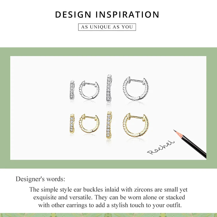 Zircon Huggie Hoop Earrings – 925 Sterling Silver