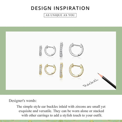 Zircon Huggie Hoop Earrings – 925 Sterling Silver