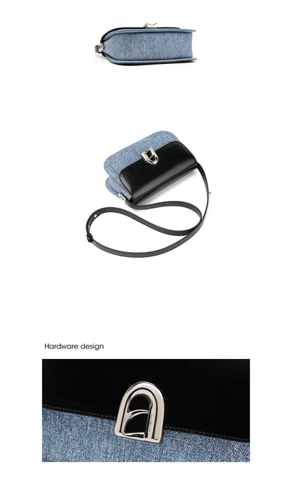 Split Leather Square Shoulder and Crossbody Bag