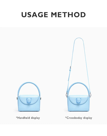 Genuine Leather Doctor-Style Mini Handbag with Flap