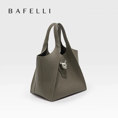 Genuine Leather Tote Bag – Soft Casual Style with Open Pocket