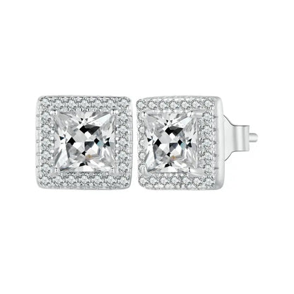 Classic Zircon Stud Earrings – 925 Sterling Silver Round Design