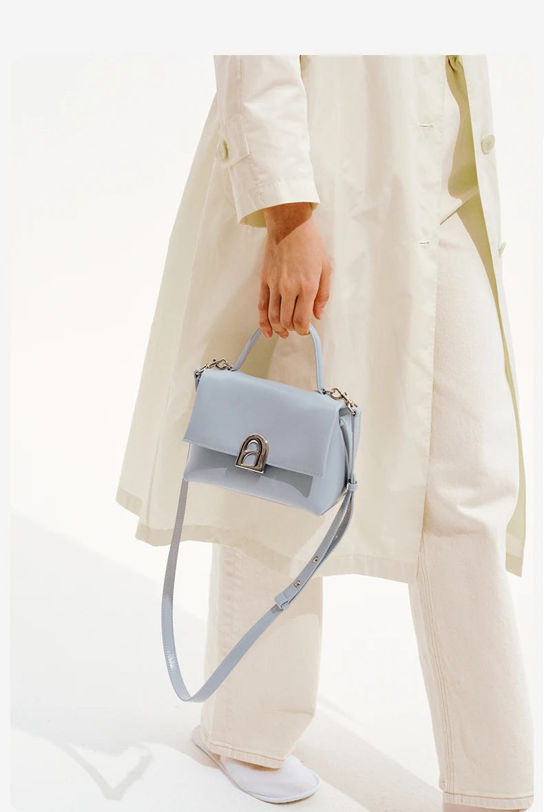 Split Leather Compact Square Tote