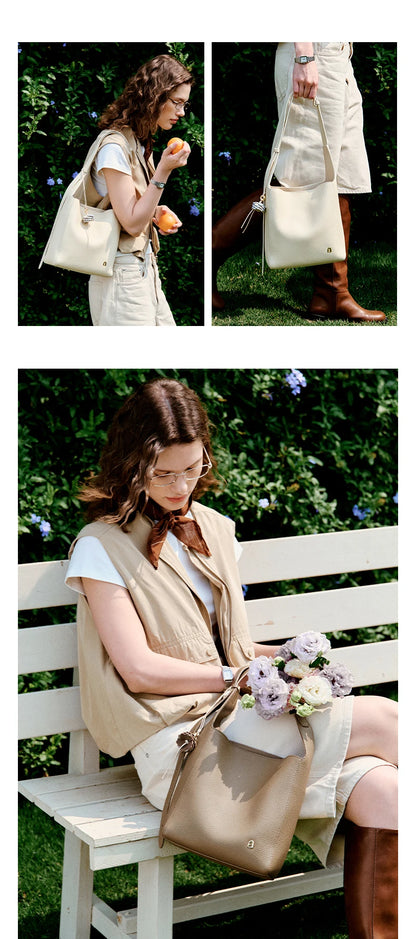 Soft Genuine Leather Bucket Bag