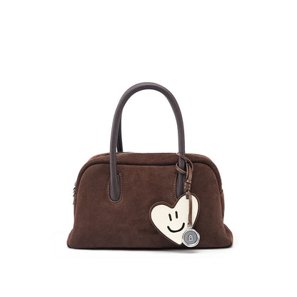 Split Leather Boston Handbag